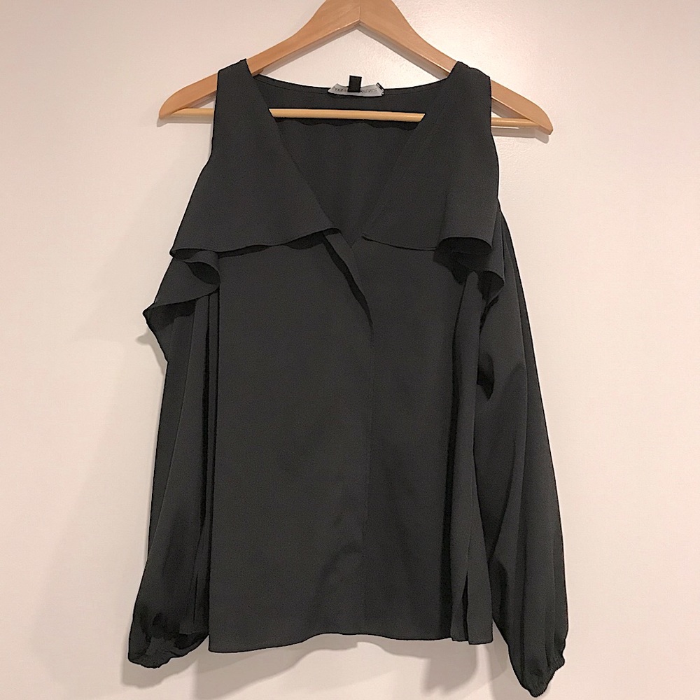 Saks Fifth Avenue ruffle cold shoulder top